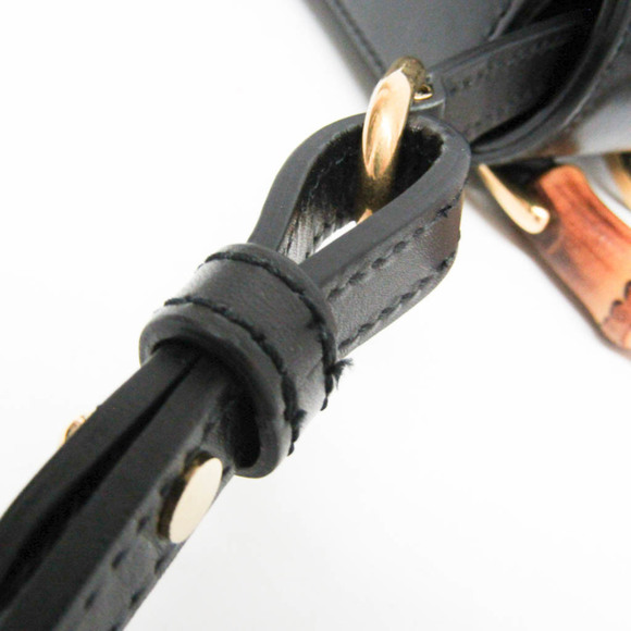 GUCCI Black Leather Bamboo Shoulder Bag - Picture 11 of 16